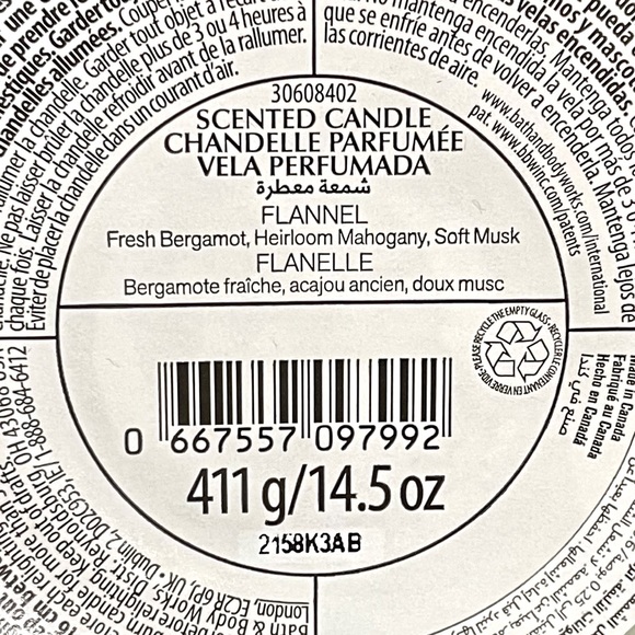 BBW Flannel Scent 3 Wick Candle 14.5oz - Picture 3 of 3